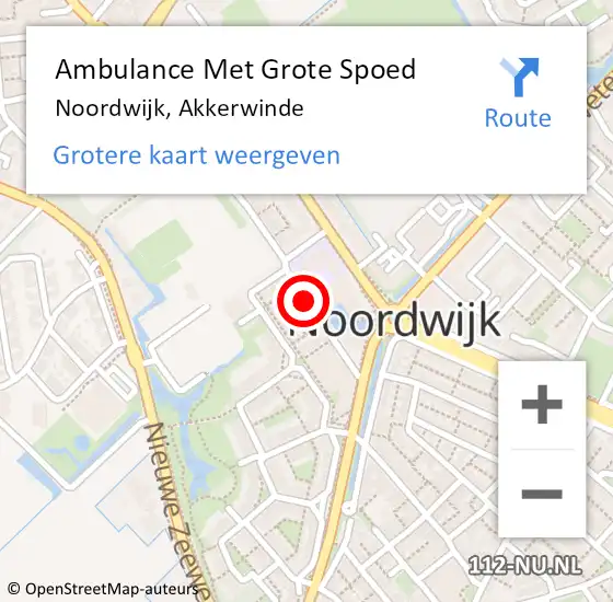 Locatie op kaart van de 112 melding: Ambulance Met Grote Spoed Naar Noordwijk, Akkerwinde op 17 februari 2019 00:30