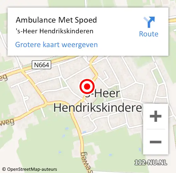 Locatie op kaart van de 112 melding: Ambulance Met Spoed Naar 's-Heer Hendrikskinderen op 17 februari 2019 00:40