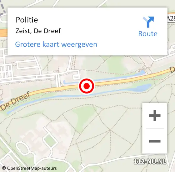 Locatie op kaart van de 112 melding: Politie Zeist, De Dreef op 17 februari 2019 01:45