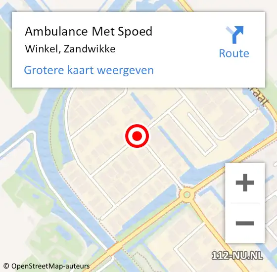 Locatie op kaart van de 112 melding: Ambulance Met Spoed Naar Winkel, Zandwikke op 17 februari 2019 02:10