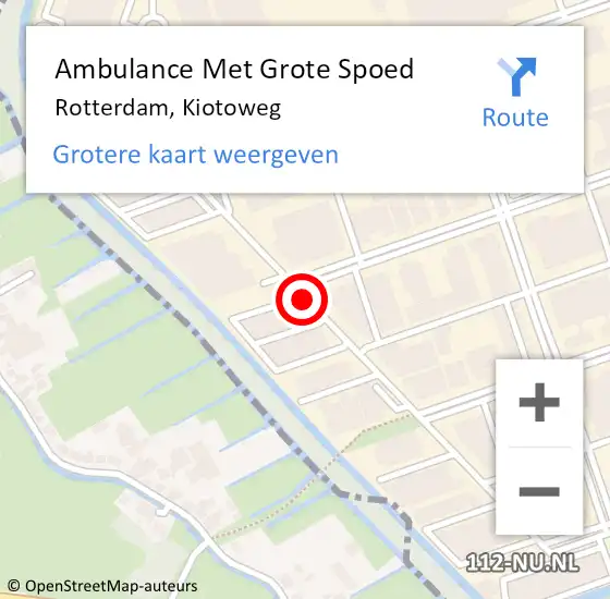 Locatie op kaart van de 112 melding: Ambulance Met Grote Spoed Naar Rotterdam, Kiotoweg op 17 februari 2019 02:56