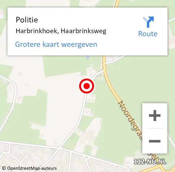 Locatie op kaart van de 112 melding: Politie Harbrinkhoek, Haarbrinksweg op 17 februari 2019 03:06