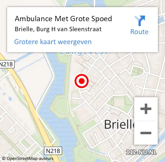 Locatie op kaart van de 112 melding: Ambulance Met Grote Spoed Naar Brielle, Burg H van Sleenstraat op 17 februari 2019 04:01