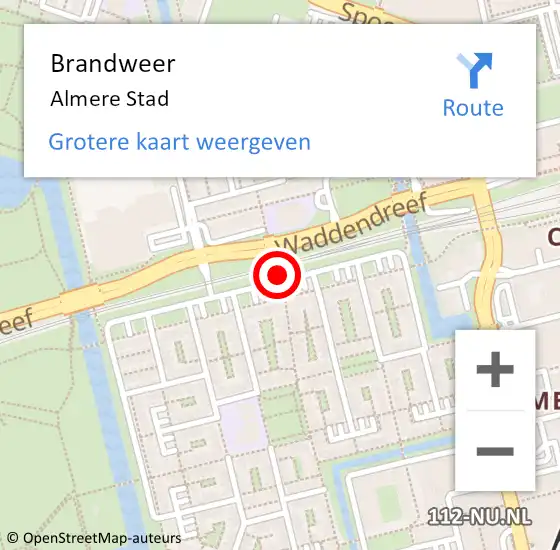 Locatie op kaart van de 112 melding: Brandweer Almere Stad op 17 februari 2019 09:05