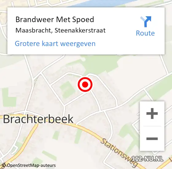 Locatie op kaart van de 112 melding: Brandweer Met Spoed Naar Maasbracht, Steenakkerstraat op 17 februari 2019 09:25