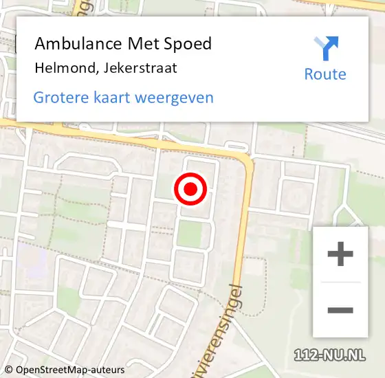 Locatie op kaart van de 112 melding: Ambulance Met Spoed Naar Helmond, Jekerstraat op 17 februari 2019 09:37