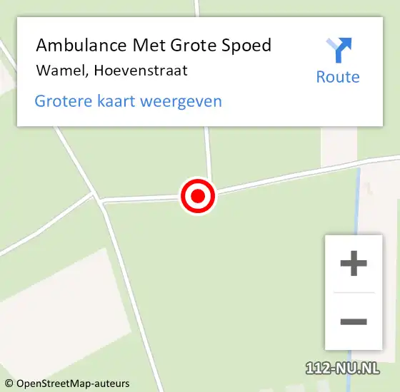 Locatie op kaart van de 112 melding: Ambulance Met Grote Spoed Naar Wamel, Hoevenstraat op 17 februari 2019 10:49