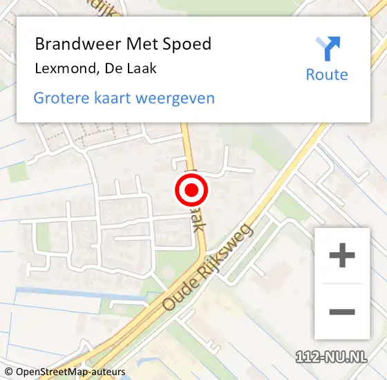 Locatie op kaart van de 112 melding: Brandweer Met Spoed Naar Lexmond, De Laak op 17 februari 2019 12:21