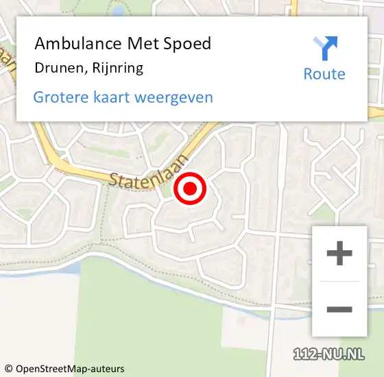 Locatie op kaart van de 112 melding: Ambulance Met Spoed Naar Drunen, Rijnring op 17 februari 2019 14:13