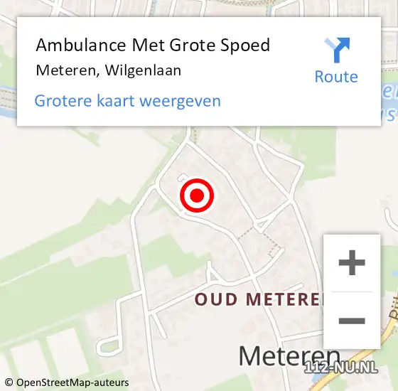 Locatie op kaart van de 112 melding: Ambulance Met Grote Spoed Naar Meteren, Wilgenlaan op 17 februari 2019 14:32