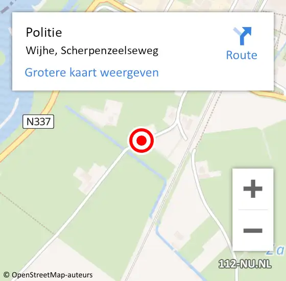 Locatie op kaart van de 112 melding: Politie Wijhe, Scherpenzeelseweg op 17 februari 2019 15:23