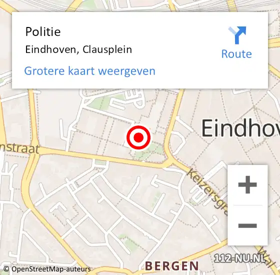 Locatie op kaart van de 112 melding: Politie Eindhoven, Clausplein op 17 februari 2019 16:05