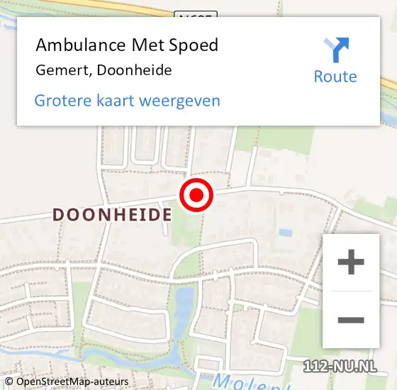 Locatie op kaart van de 112 melding: Ambulance Met Spoed Naar Gemert, Doonheide op 17 februari 2019 16:35