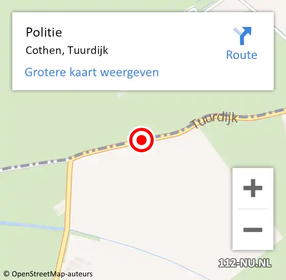 Locatie op kaart van de 112 melding: Politie Cothen, Tuurdijk op 17 februari 2019 17:26