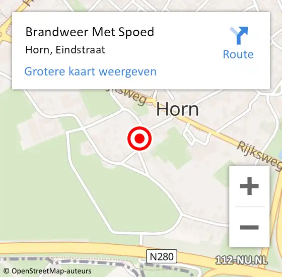 Locatie op kaart van de 112 melding: Brandweer Met Spoed Naar Horn, Eindstraat op 17 februari 2019 17:27