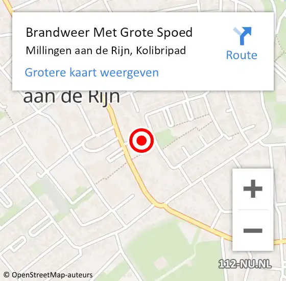 Locatie op kaart van de 112 melding: Brandweer Met Grote Spoed Naar Millingen aan de Rijn, Kolibripad op 17 februari 2019 17:30