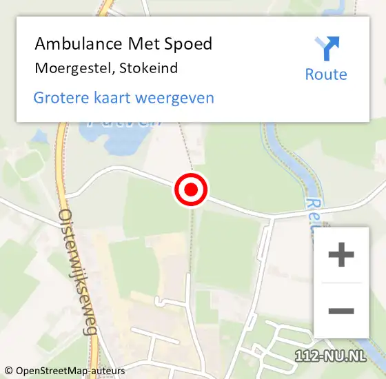 Locatie op kaart van de 112 melding: Ambulance Met Spoed Naar Moergestel, Stokeind op 17 februari 2019 17:43