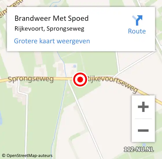 Locatie op kaart van de 112 melding: Brandweer Met Spoed Naar Rijkevoort, Sprongseweg op 17 februari 2019 17:52