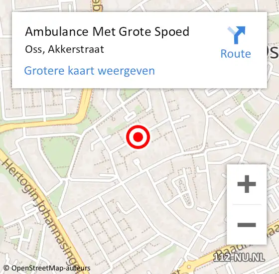 Locatie op kaart van de 112 melding: Ambulance Met Grote Spoed Naar Oss, Akkerstraat op 17 februari 2019 17:58