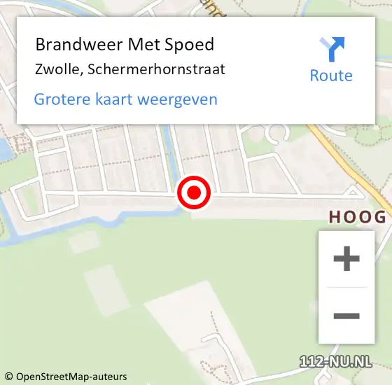 Locatie op kaart van de 112 melding: Brandweer Met Spoed Naar Zwolle, Schermerhornstraat op 17 februari 2019 18:08