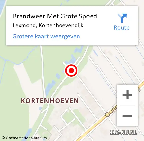 Locatie op kaart van de 112 melding: Brandweer Met Grote Spoed Naar Lexmond, Kortenhoevendijk op 17 februari 2019 18:18