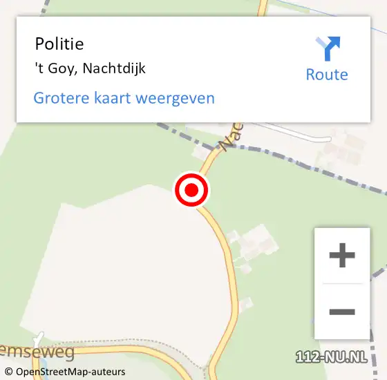 Locatie op kaart van de 112 melding: Politie 't Goy, Nachtdijk op 17 februari 2019 19:32