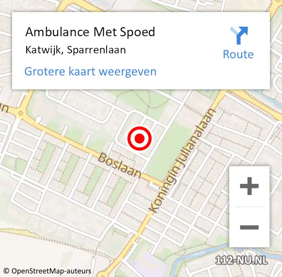 Locatie op kaart van de 112 melding: Ambulance Met Spoed Naar Katwijk, Sparrenlaan op 26 september 2013 12:14