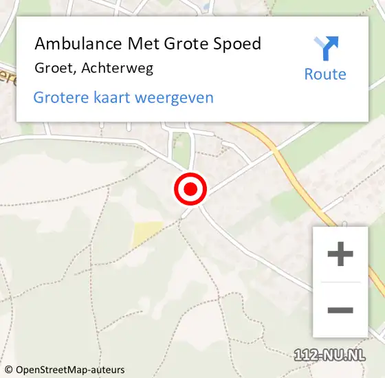 Locatie op kaart van de 112 melding: Ambulance Met Grote Spoed Naar Groet, Achterweg op 17 februari 2019 19:57