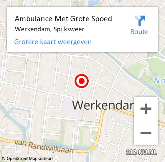 Locatie op kaart van de 112 melding: Ambulance Met Grote Spoed Naar Werkendam, Spijksweer op 17 februari 2019 23:15