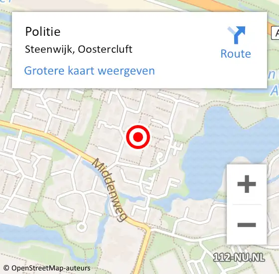 Locatie op kaart van de 112 melding: Politie Steenwijk, Oostercluft op 18 februari 2019 01:11