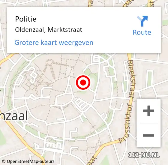 Locatie op kaart van de 112 melding: Politie Oldenzaal, Marktstraat op 18 februari 2019 02:52