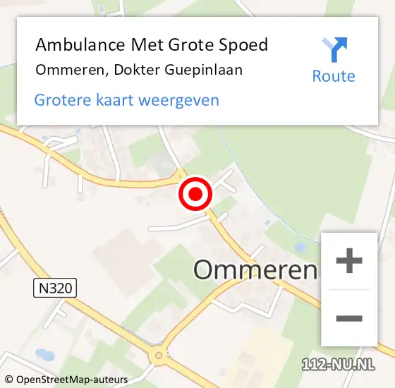 Locatie op kaart van de 112 melding: Ambulance Met Grote Spoed Naar Ommeren, Dokter Guepinlaan op 18 februari 2019 06:11