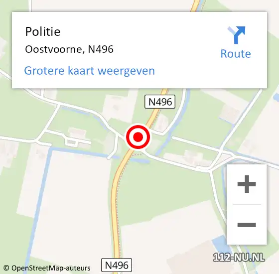 Locatie op kaart van de 112 melding: Politie Oostvoorne, N496 op 18 februari 2019 08:09