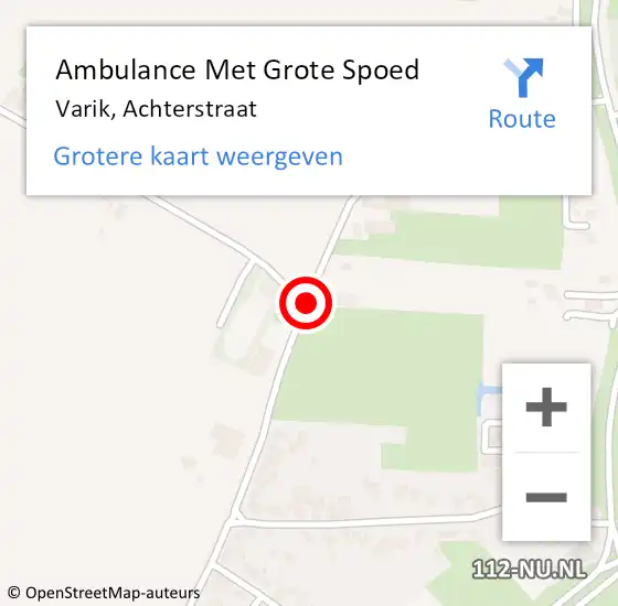 Locatie op kaart van de 112 melding: Ambulance Met Grote Spoed Naar Varik, Achterstraat op 18 februari 2019 08:30