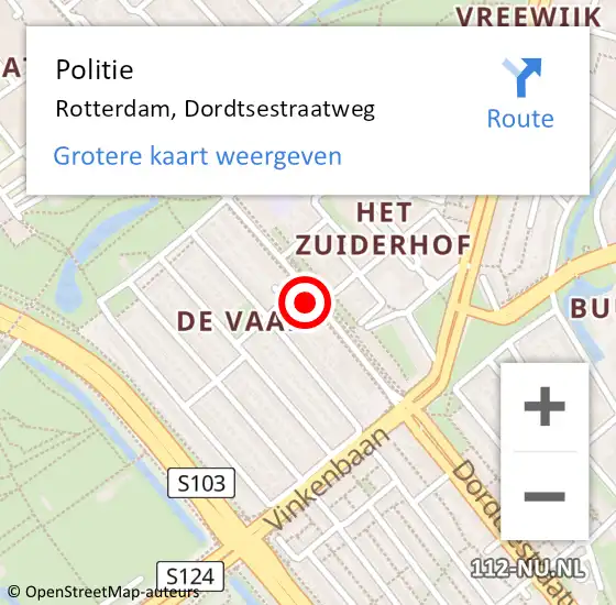 Locatie op kaart van de 112 melding: Politie Rotterdam, Dordtsestraatweg op 18 februari 2019 08:49