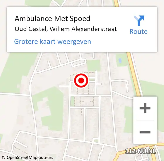Locatie op kaart van de 112 melding: Ambulance Met Spoed Naar Oud Gastel, Willem Alexanderstraat op 18 februari 2019 08:52