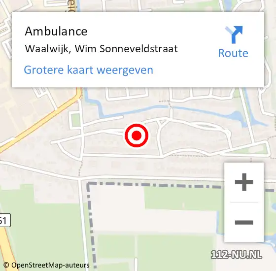 Locatie op kaart van de 112 melding: Ambulance Waalwijk, Wim Sonneveldstraat op 18 februari 2019 10:16