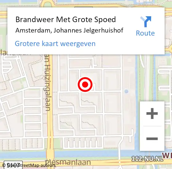 Locatie op kaart van de 112 melding: Brandweer Met Grote Spoed Naar Amsterdam, Johannes Jelgerhuishof op 18 februari 2019 10:33