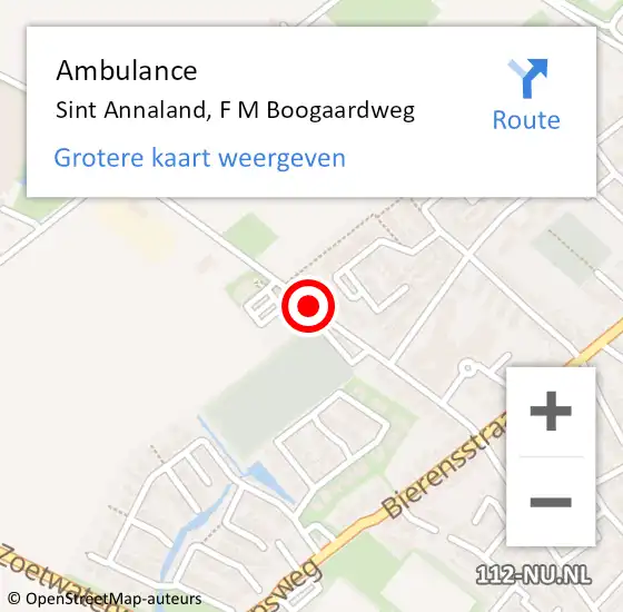Locatie op kaart van de 112 melding: Ambulance Sint Annaland, F M Boogaardweg op 18 februari 2019 10:39
