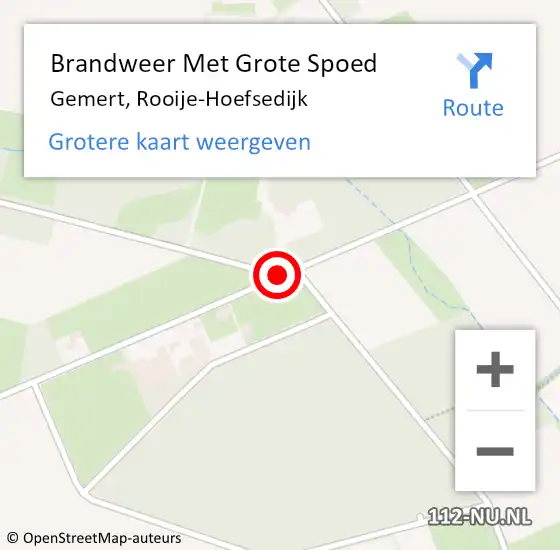 Locatie op kaart van de 112 melding: Brandweer Met Grote Spoed Naar Gemert, Rooije-Hoefsedijk op 18 februari 2019 10:52