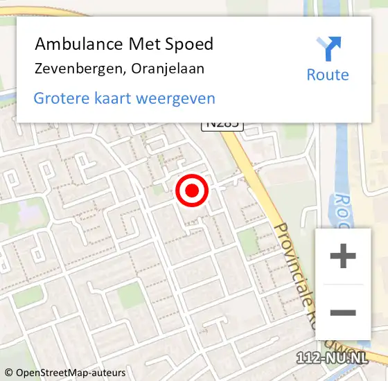 Locatie op kaart van de 112 melding: Ambulance Met Spoed Naar Zevenbergen, Oranjelaan op 18 februari 2019 11:43