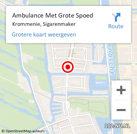 Locatie op kaart van de 112 melding: Ambulance Met Grote Spoed Naar Krommenie, Sigarenmaker op 18 februari 2019 12:16