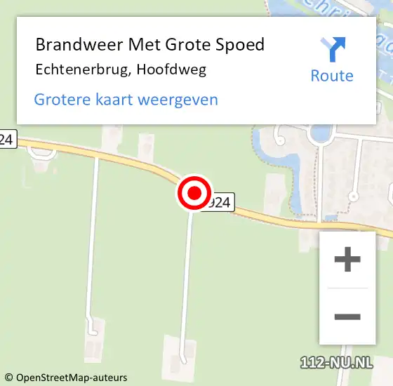 Locatie op kaart van de 112 melding: Brandweer Met Grote Spoed Naar Echtenerbrug, Hoofdweg op 18 februari 2019 13:57