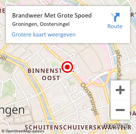 Locatie op kaart van de 112 melding: Brandweer Met Grote Spoed Naar Groningen, Oostersingel op 18 februari 2019 14:22
