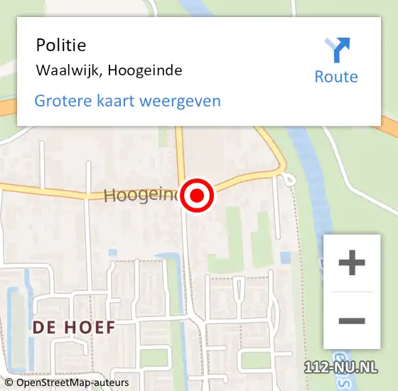 Locatie op kaart van de 112 melding: Politie Waalwijk, Hoogeinde op 18 februari 2019 14:26