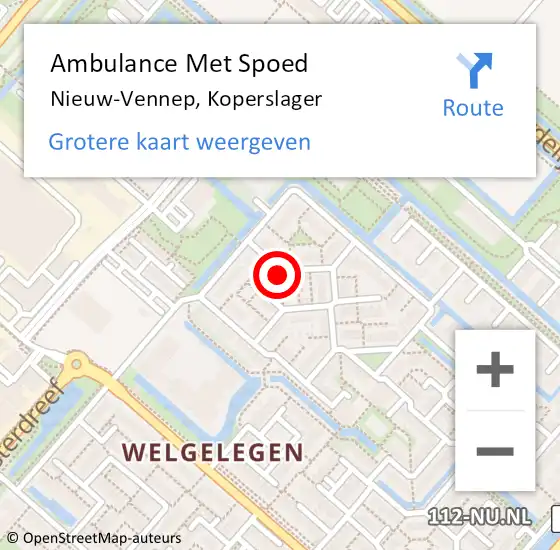 Locatie op kaart van de 112 melding: Ambulance Met Spoed Naar Nieuw-Vennep, Koperslager op 18 februari 2019 14:31