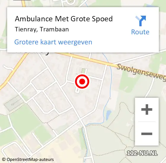 Locatie op kaart van de 112 melding: Ambulance Met Grote Spoed Naar Tienray, Trambaan op 18 februari 2019 14:34
