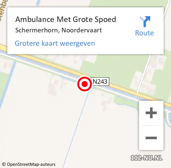 Locatie op kaart van de 112 melding: Ambulance Met Grote Spoed Naar Schermerhorn, Noordervaart op 18 februari 2019 14:35