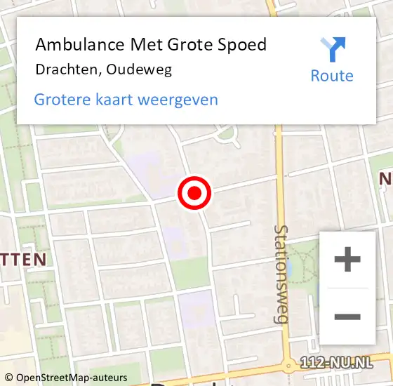 Locatie op kaart van de 112 melding: Ambulance Met Grote Spoed Naar Drachten, Oudeweg op 18 februari 2019 14:36