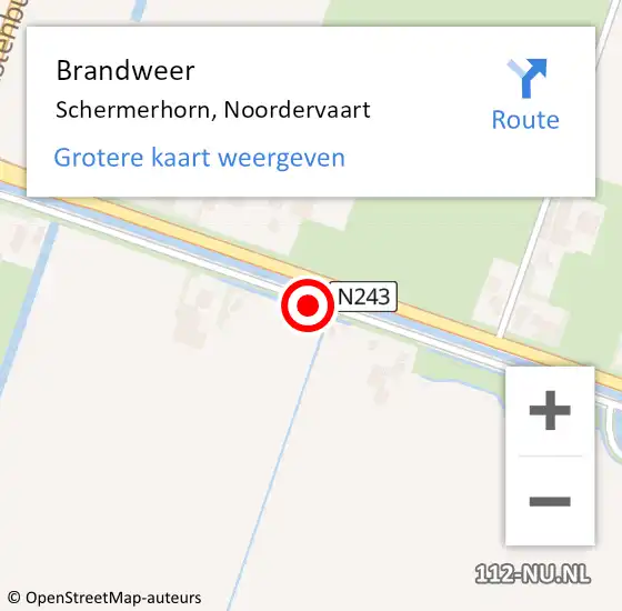 Locatie op kaart van de 112 melding: Brandweer Schermerhorn, Noordervaart op 18 februari 2019 14:55